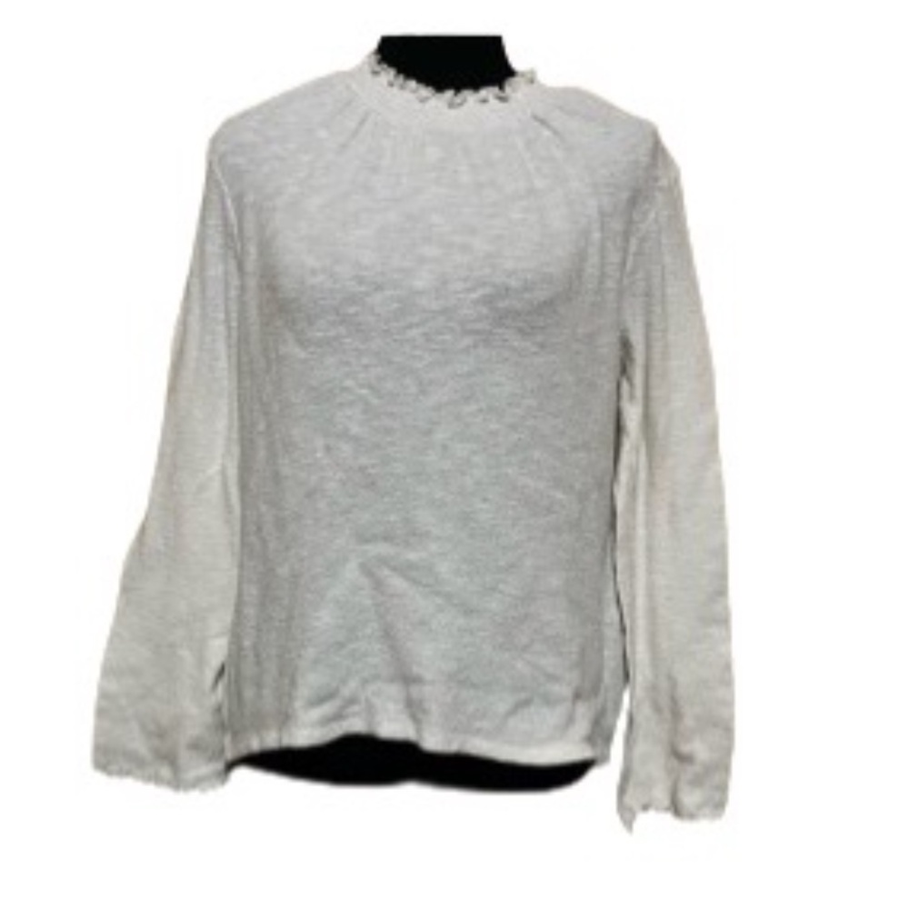 Madewell Medium Texture & Thread Boxy Smocked Bell Sleeve Neutral Cotton Top